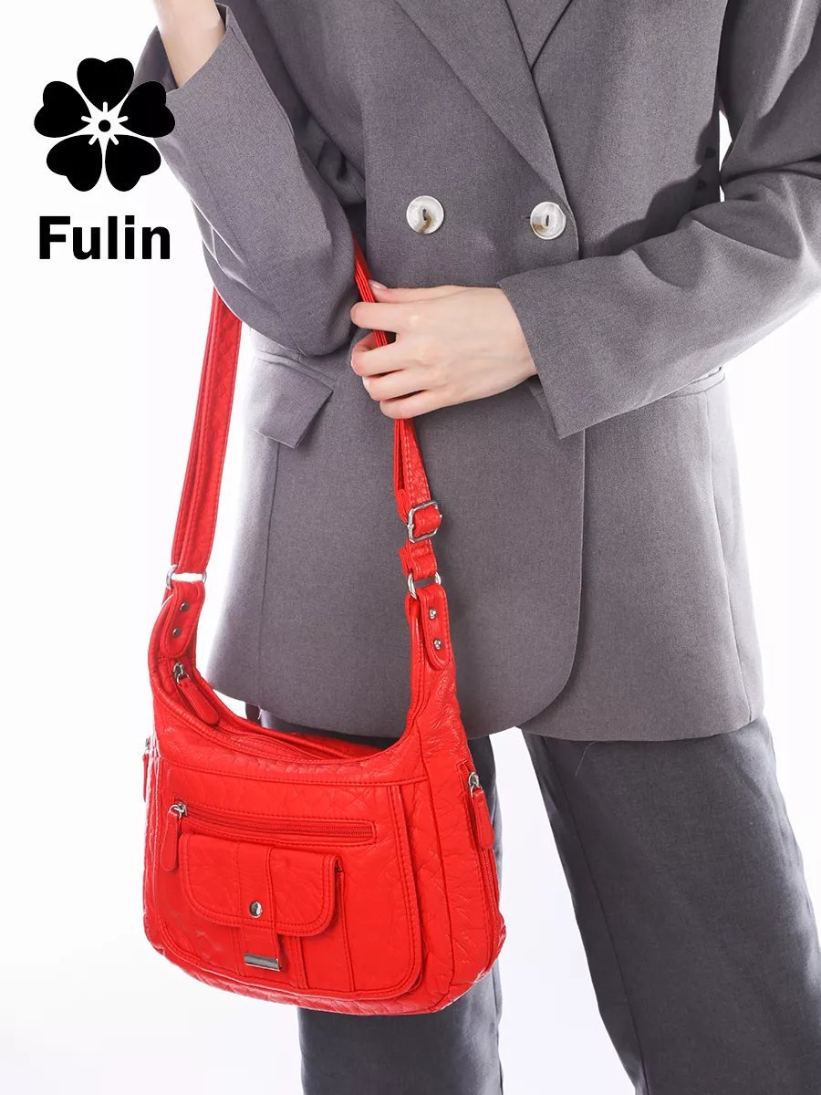 Сумка кросс-боди FULIN экокожа красный купить,NaN