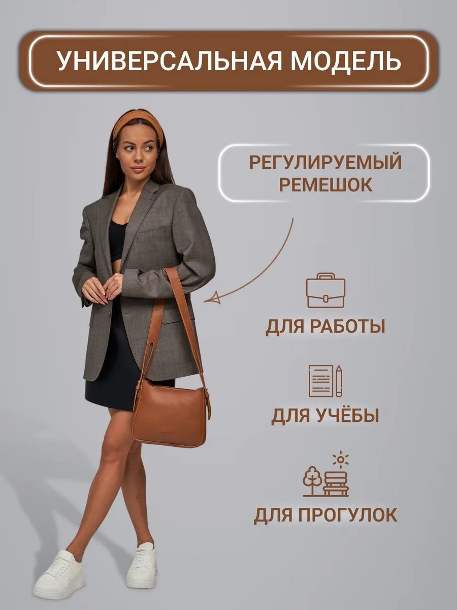 Сумка кросс-боди HIBRO искусственная кожа коричневый купить,NaN