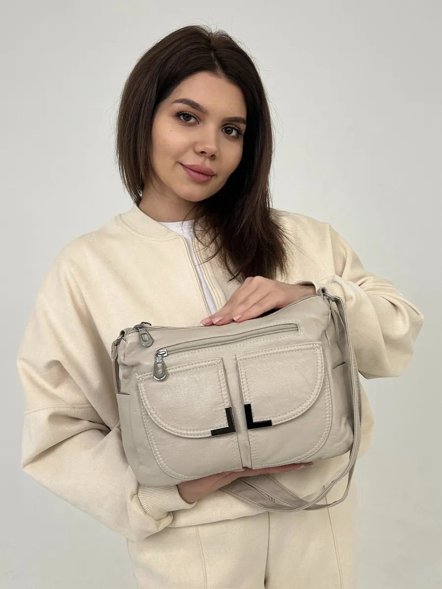 Сумка багет TrendCase экокожа бежевый купить,NaN