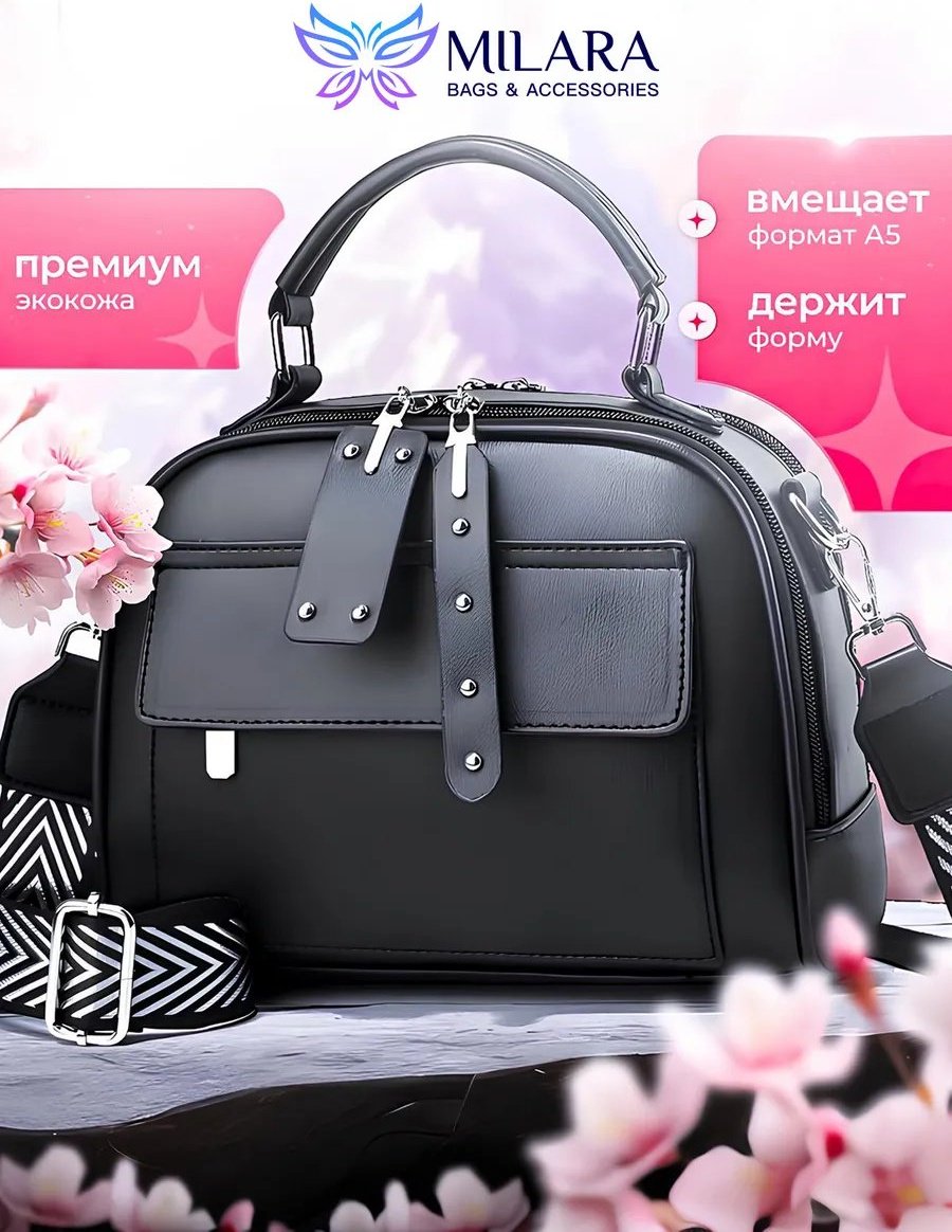 Сумка кросс-боди экокожа черный купить,NaN