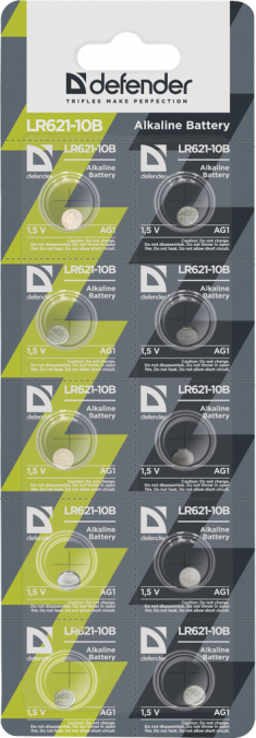 Батарейки Defender LR 621-10B AG1 10шт купить,NaN