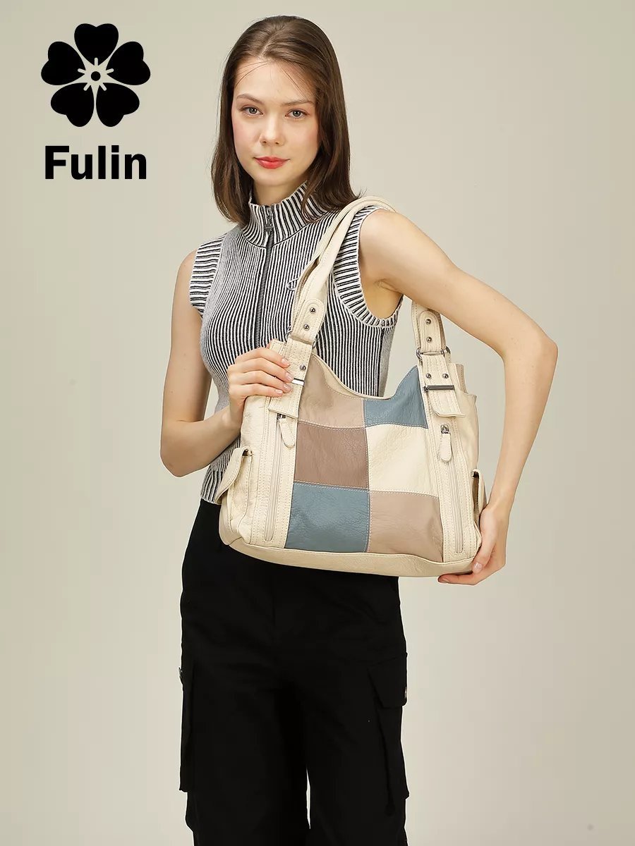 Сумка багет FULIN экокожа бежевый купить,NaN