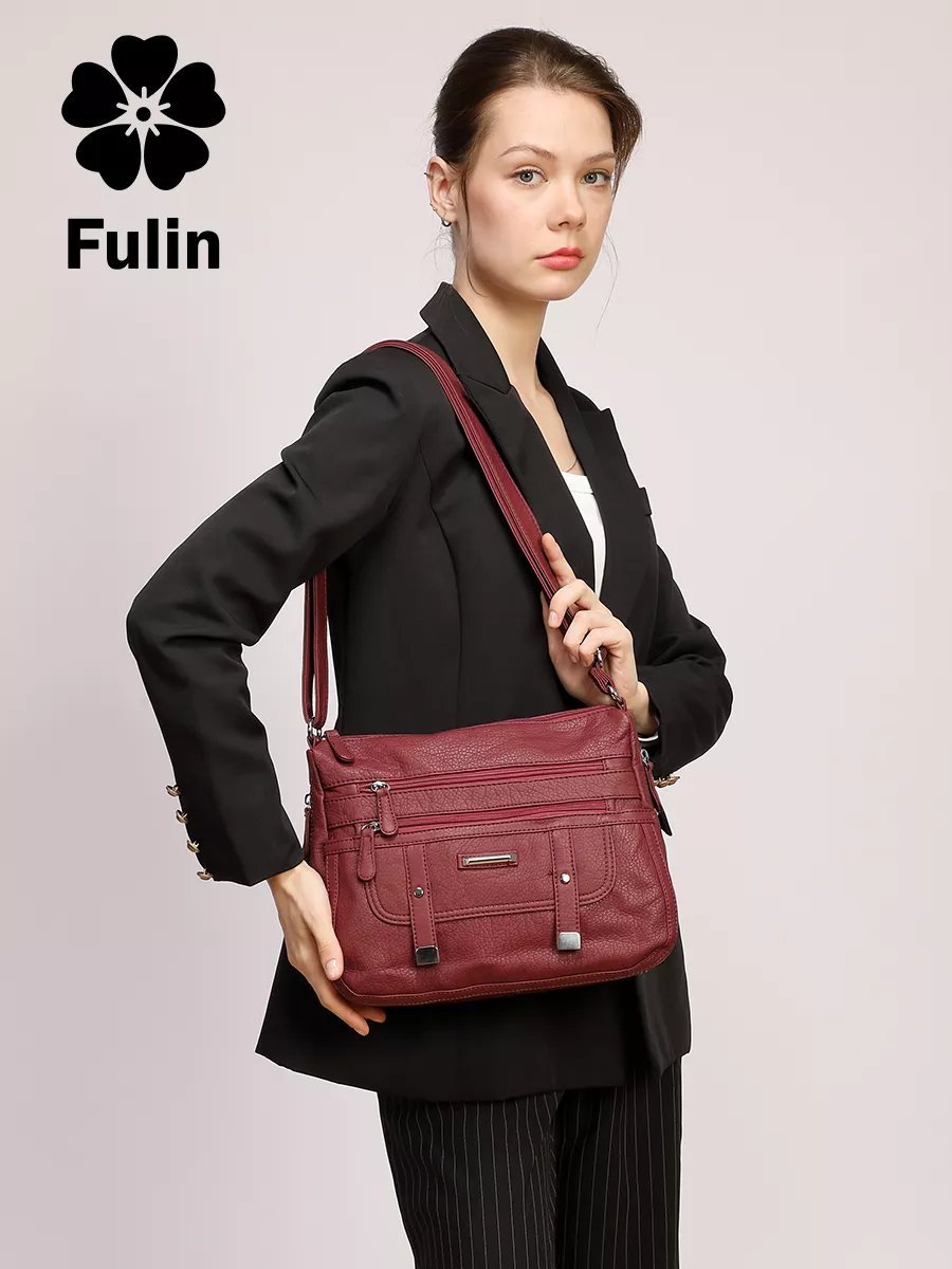 Сумка кросс-боди FULIN экокожа красный купить,NaN