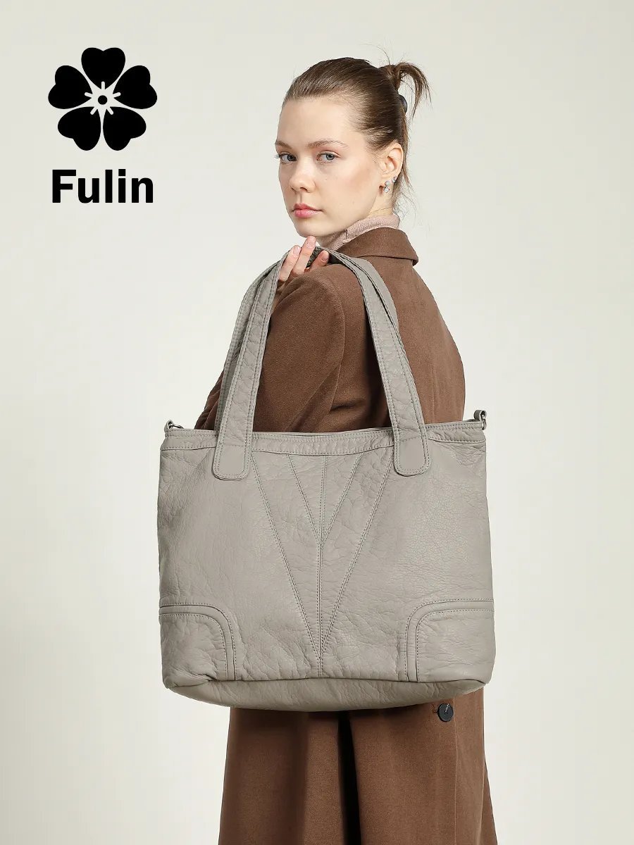 Сумка шоппер Fuling экокожа серый купить,NaN