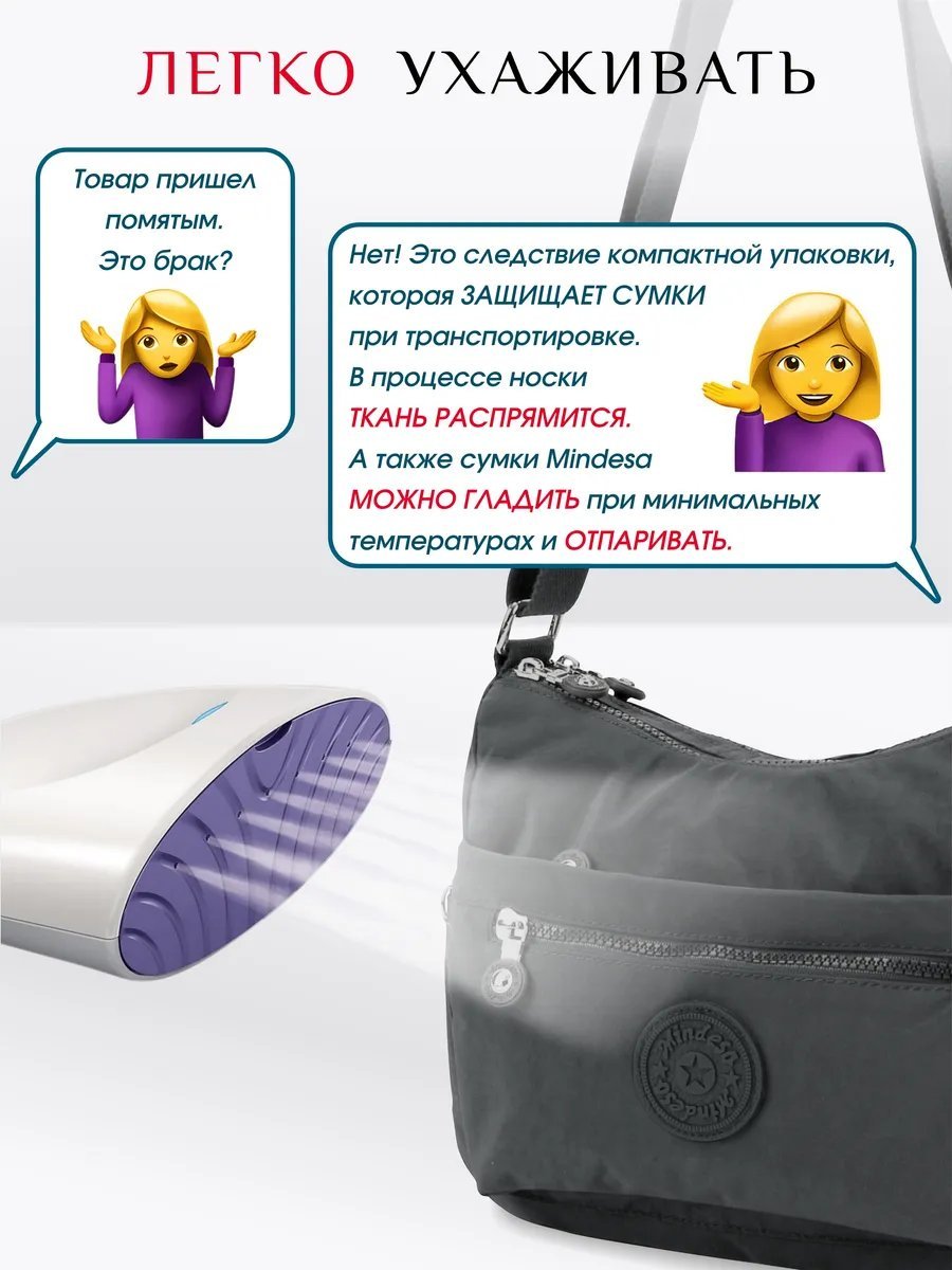 Сумка кросс-боди Mindesa полиэстер серый купить,NaN