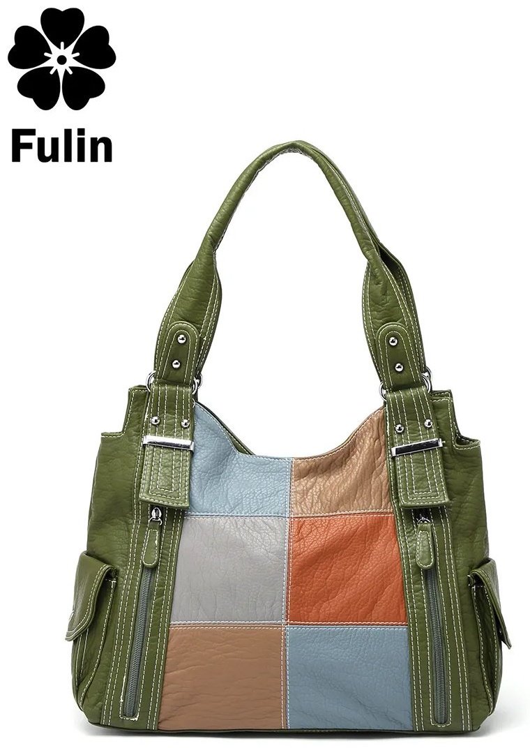 Сумка багет FULIN экокожа зеленый купить,NaN