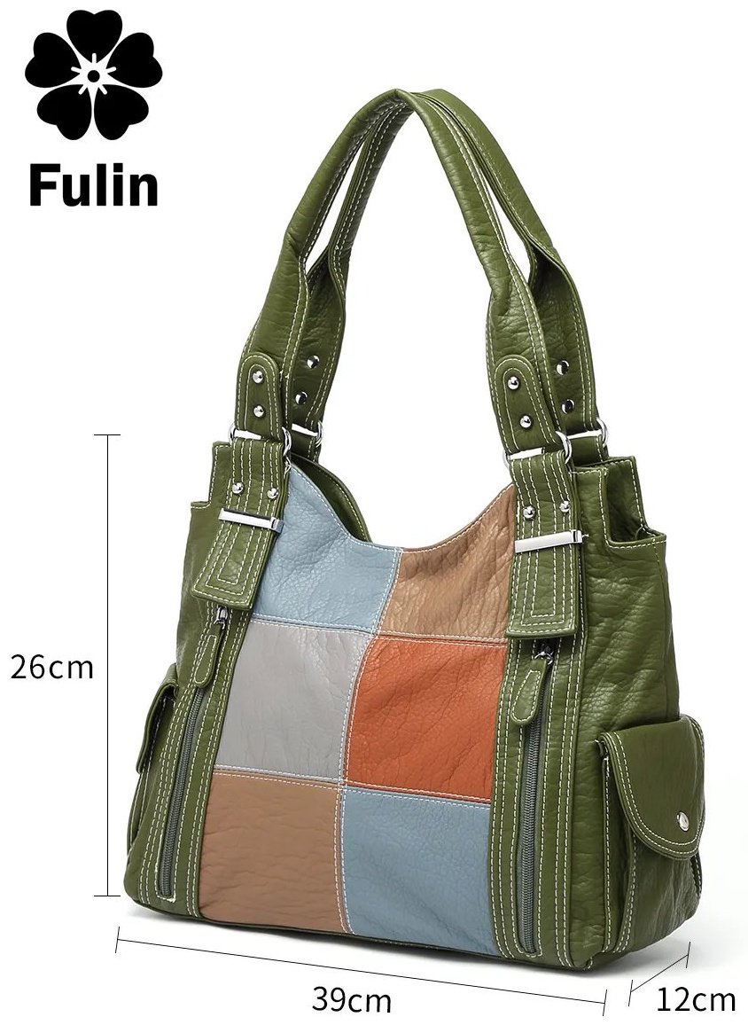 Сумка багет FULIN экокожа зеленый купить,NaN
