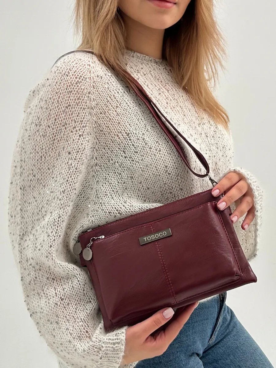 Сумка багет TrendCase экокожа красный купить,NaN