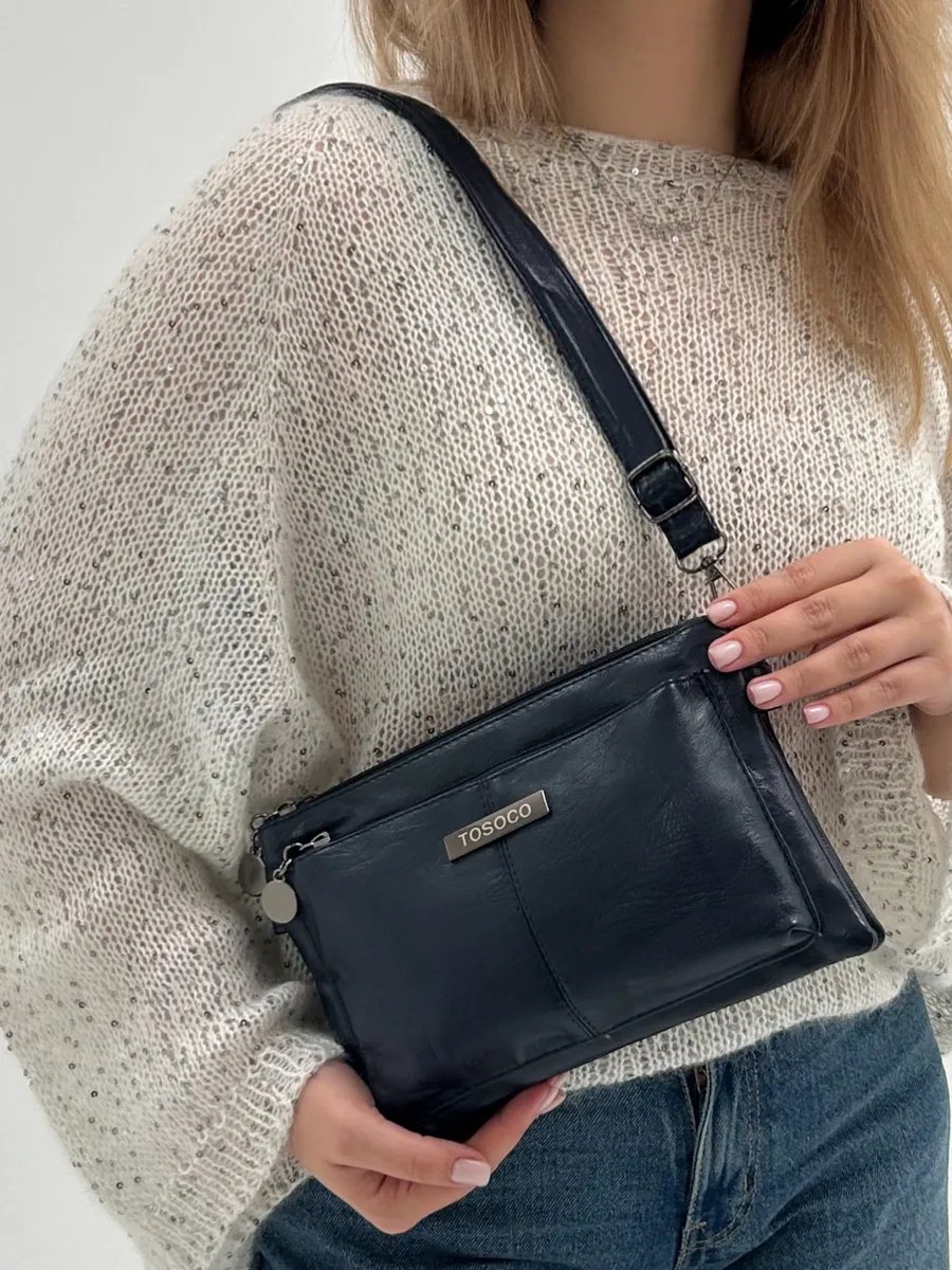 Сумка багет TrendCase экокожа синий купить,NaN