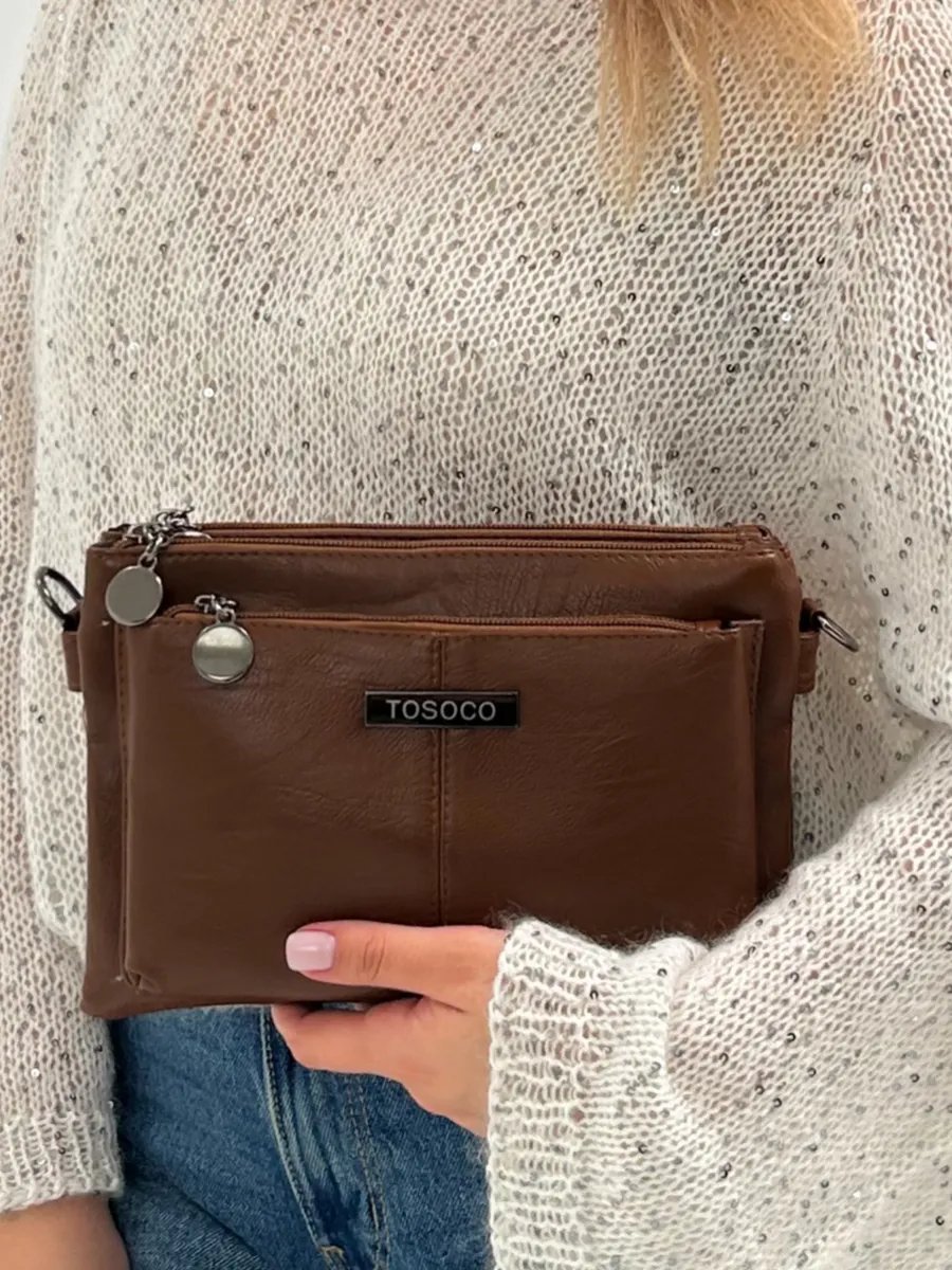 Сумка багет TrendCase экокожа коричневый купить,NaN