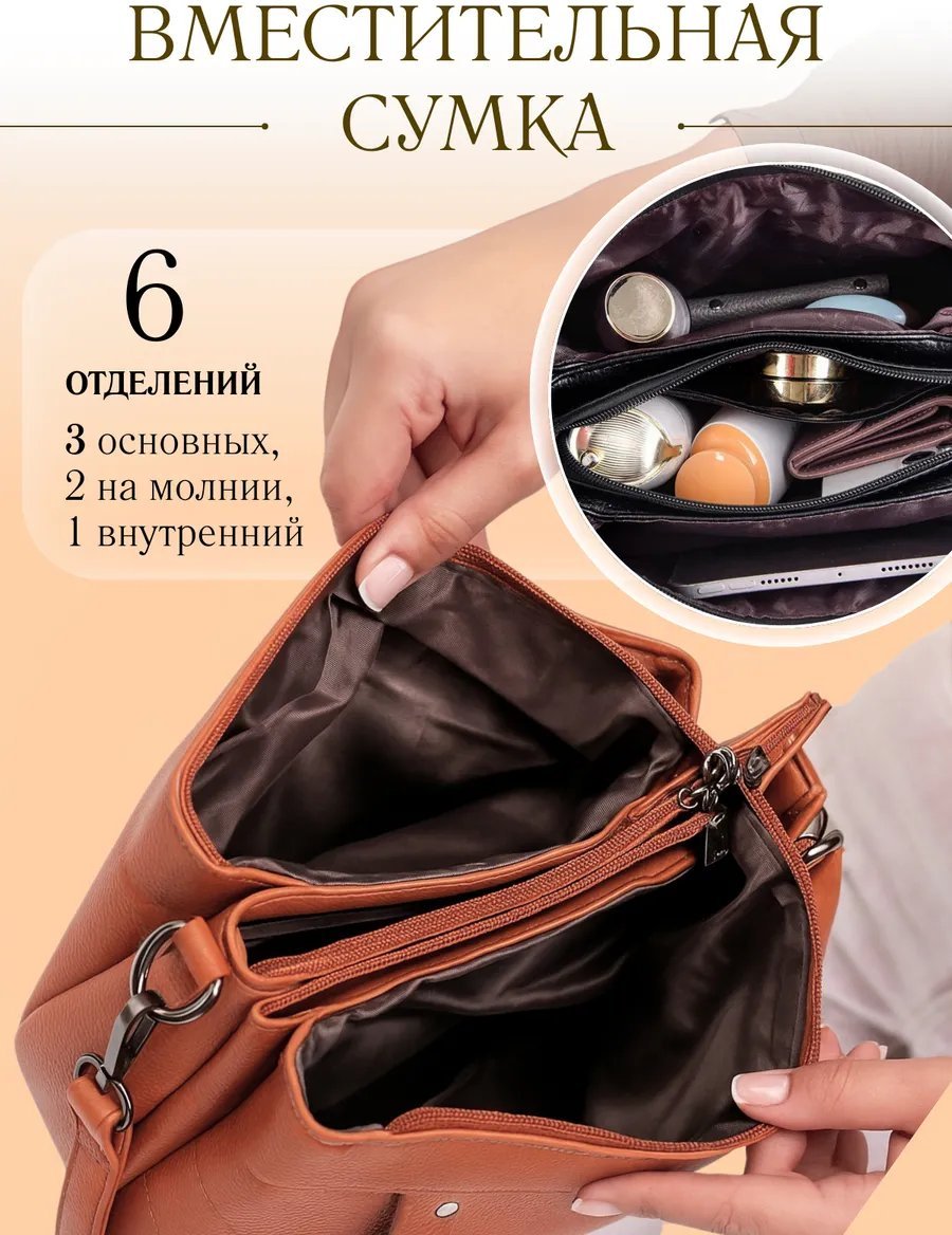 Сумка кросс-боди LuxeKiss экокожа коричневый купить,NaN