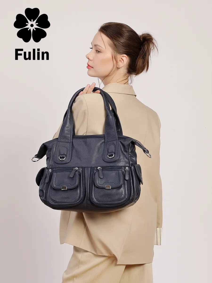 Сумка шоппер Fuling экокожа синий купить,NaN