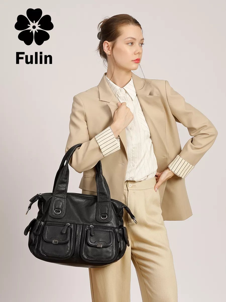 Сумка шоппер Fuling экокожа черный купить,NaN