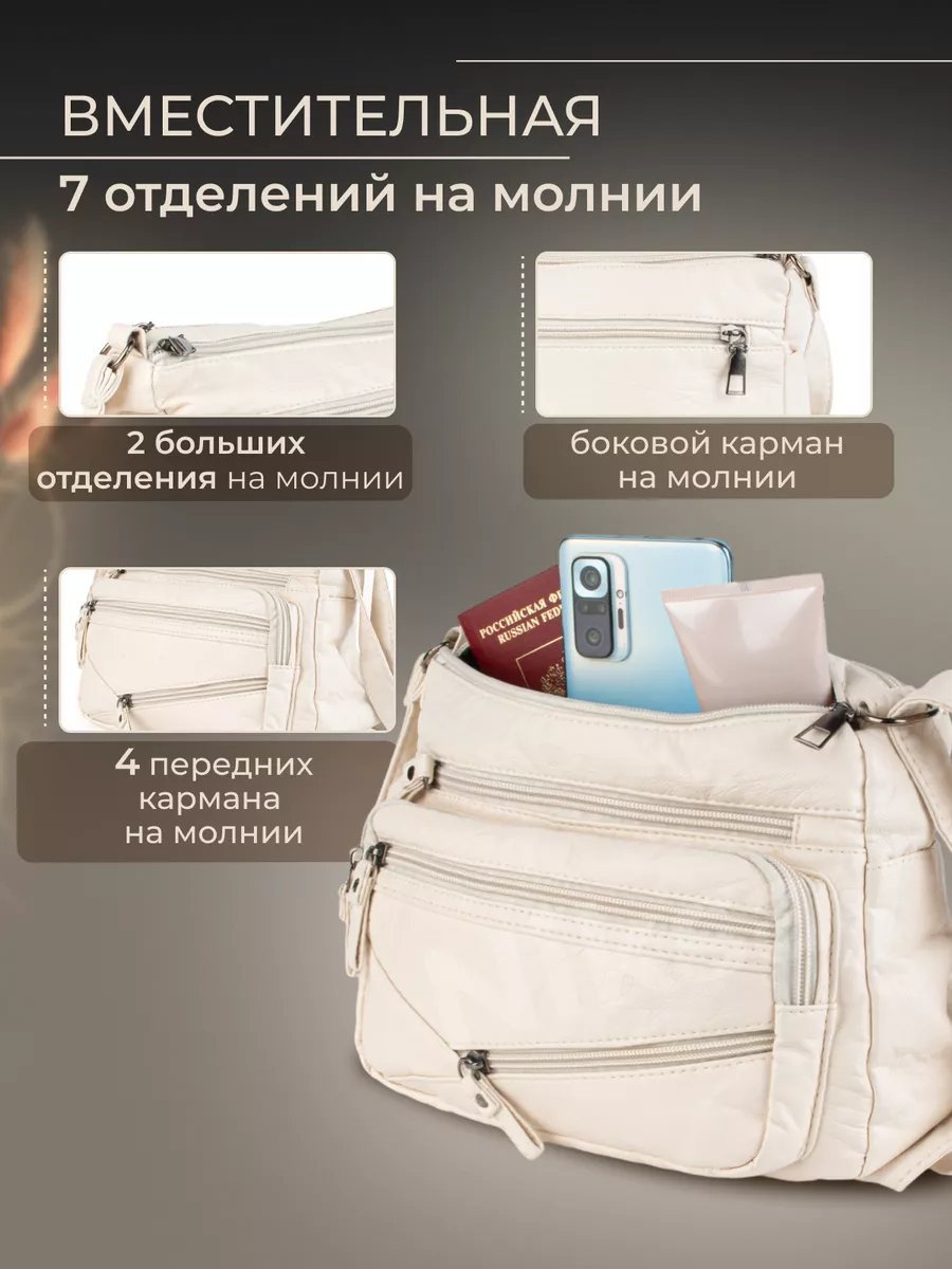 Сумка кросс-боди Niksay экокожа бежевый купить,NaN