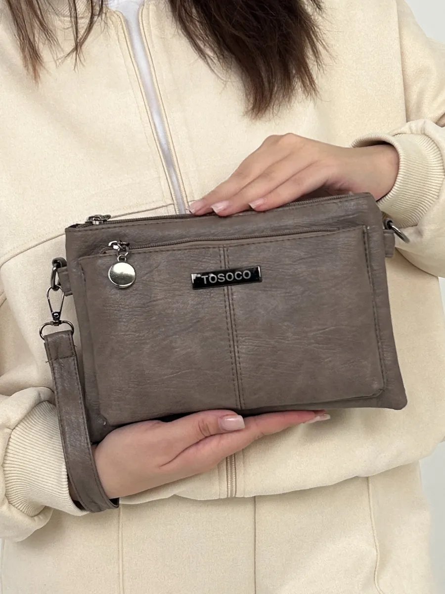 Сумка багет TrendCase экокожа бежевый купить,NaN
