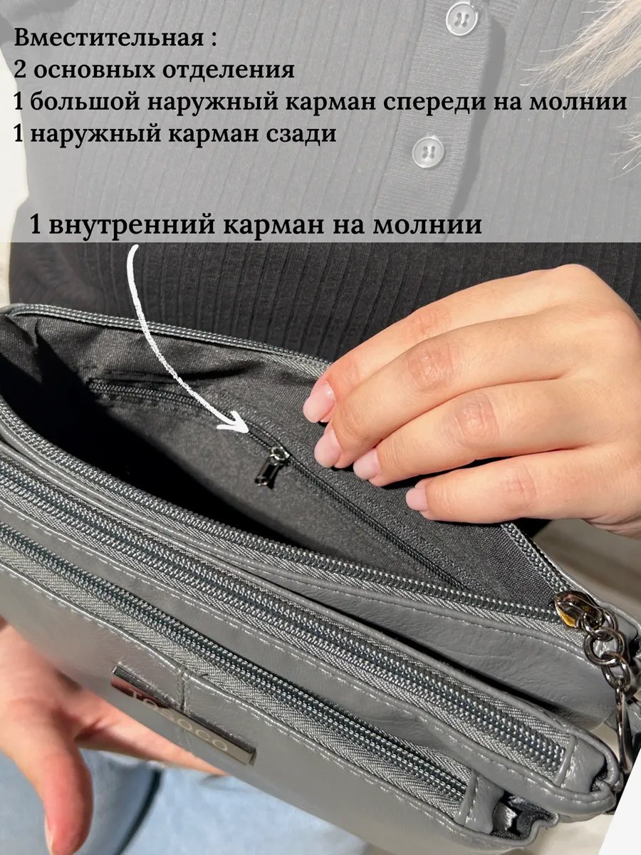 Сумка багет TrendCase экокожа серый купить,NaN