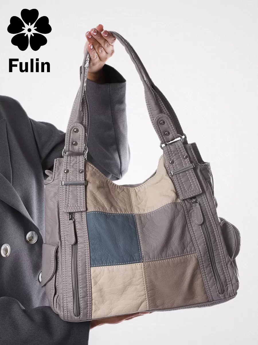 Сумка багет FULIN экокожа серый купить,NaN