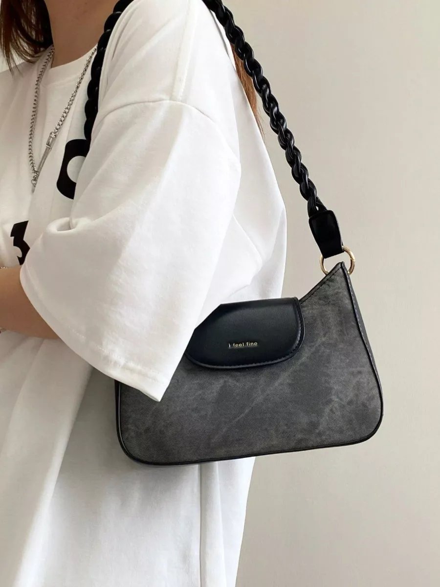Сумка багет Rare accessories экокожа черный купить,NaN