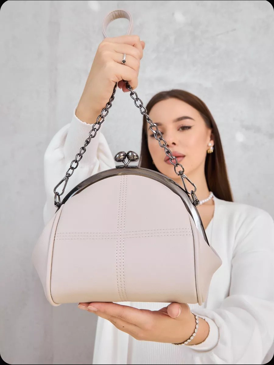 Сумка багет Rare accessories натуральная кожа бежевый купить,NaN