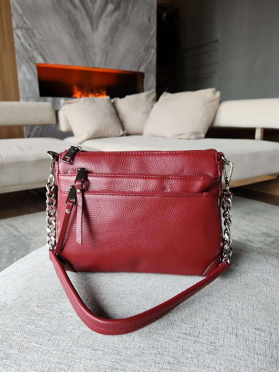 Сумка кросс-боди FEELBAGS натуральная кожа красный купить,NaN