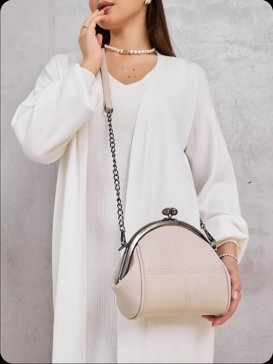 Сумка багет Rare accessories натуральная кожа бежевый купить,NaN