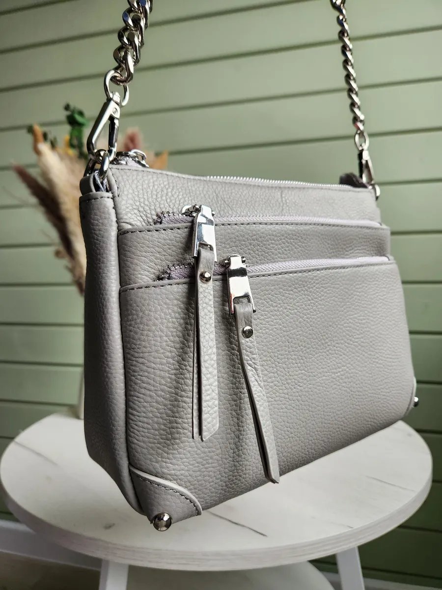 Сумка кросс-боди FEELBAGS натуральная кожа серый купить,NaN