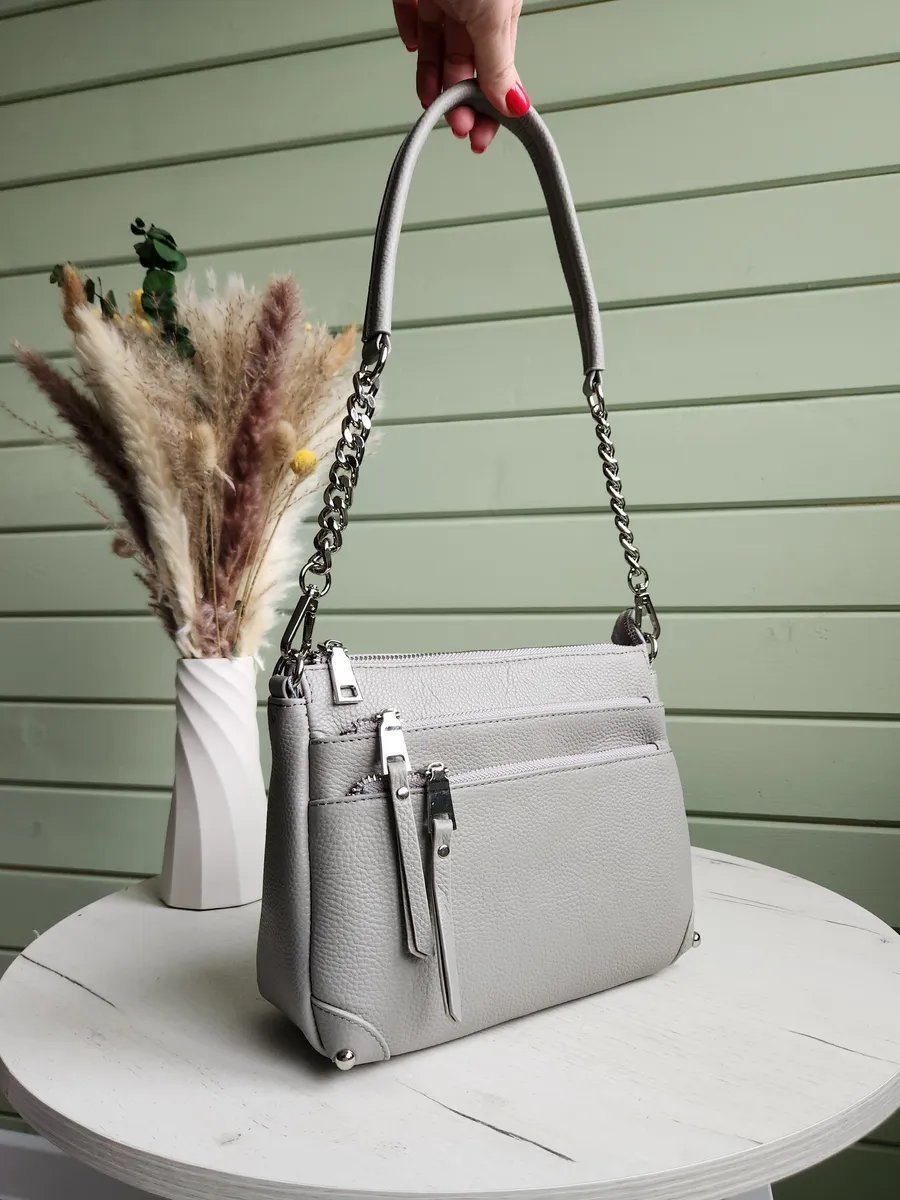 Сумка кросс-боди FEELBAGS натуральная кожа серый купить,NaN