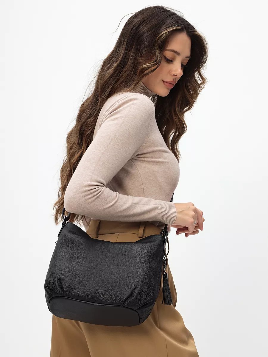 Сумка кросс-боди FEELBAGS натуральная кожа черный купить,NaN