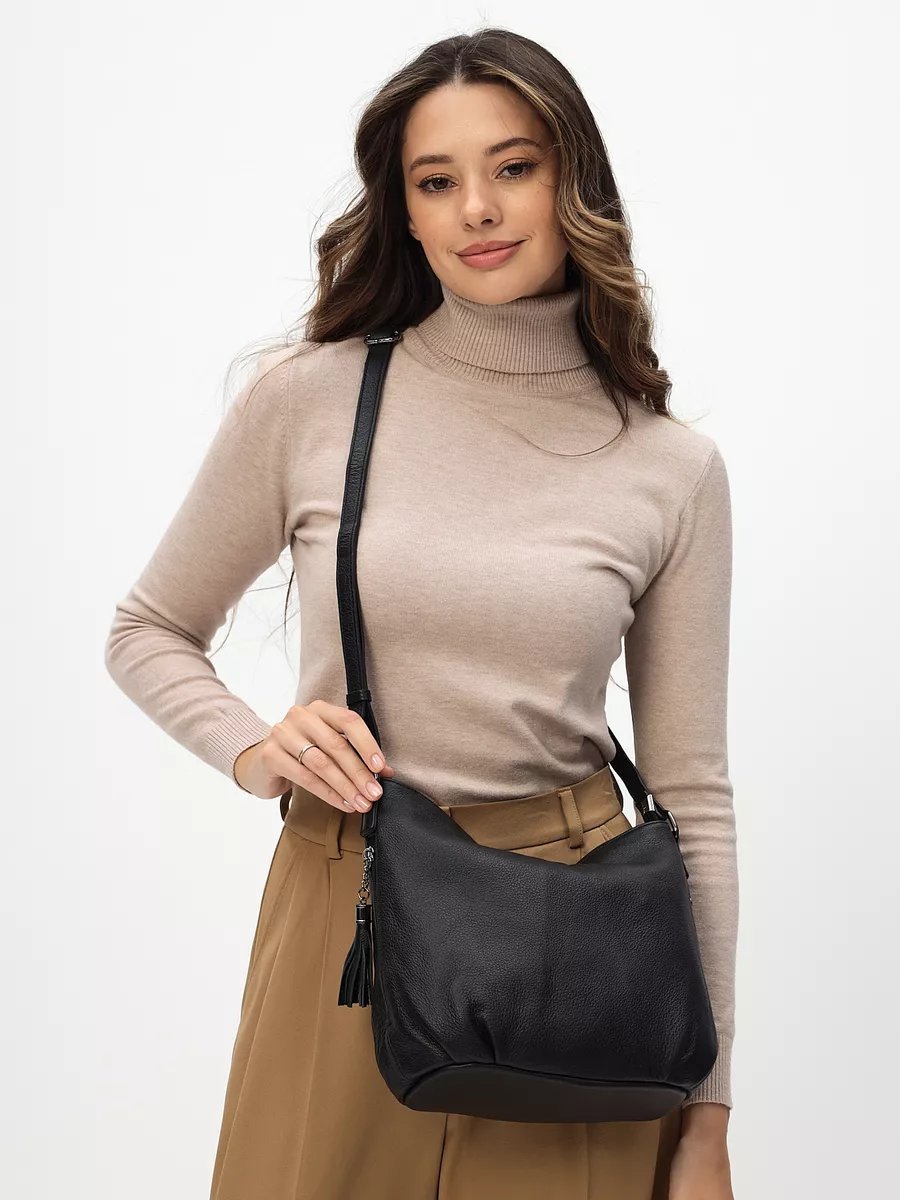 Сумка кросс-боди FEELBAGS натуральная кожа черный купить,NaN