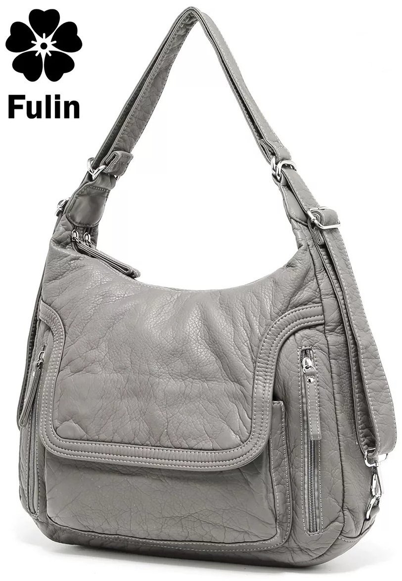 Мини-сумка FULIN экокожа серый купить,NaN