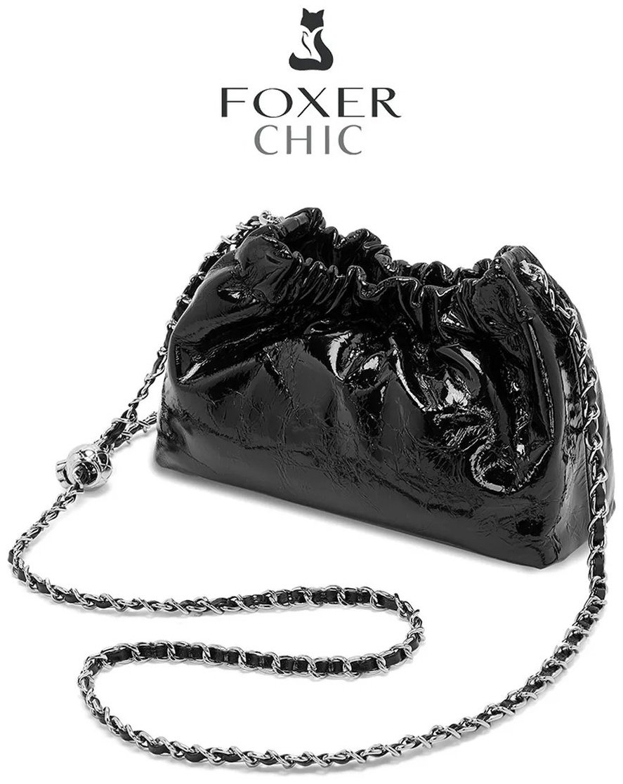 Мини-сумка FOXERCHIC натуральная кожа черный купить,NaN
