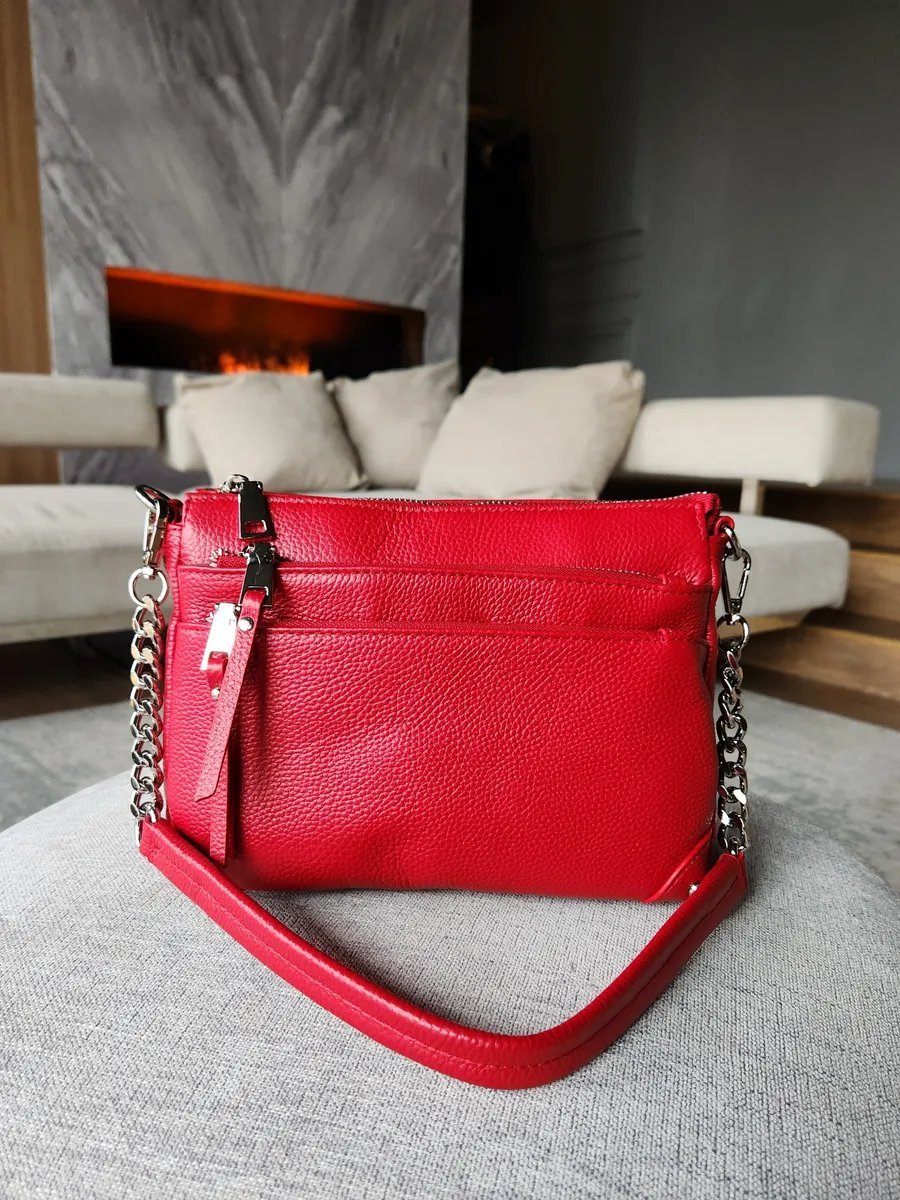 Сумка кросс-боди FEELBAGS натуральная кожа красный купить,NaN