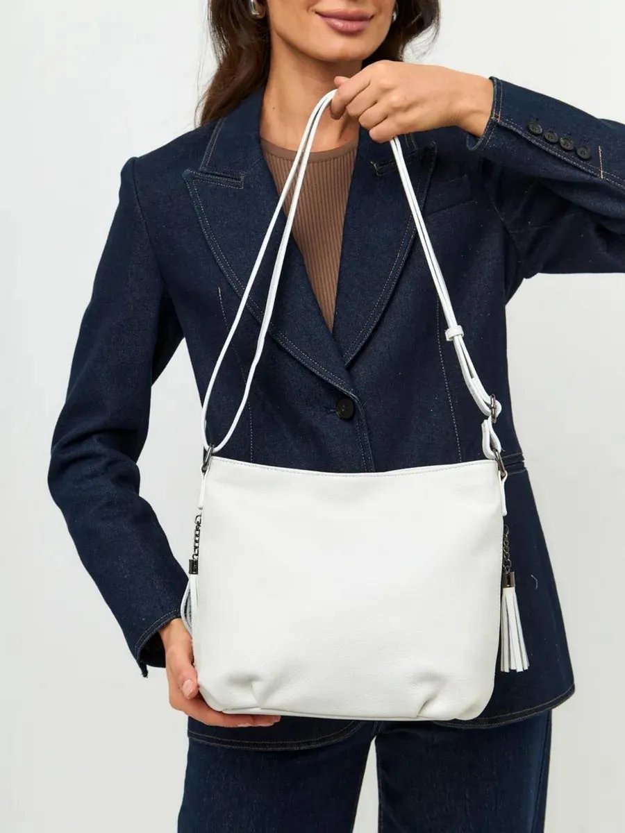 Сумка кросс-боди FEELBAGS натуральная кожа белый купить,NaN