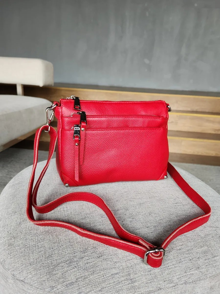 Сумка кросс-боди FEELBAGS натуральная кожа красный купить,NaN