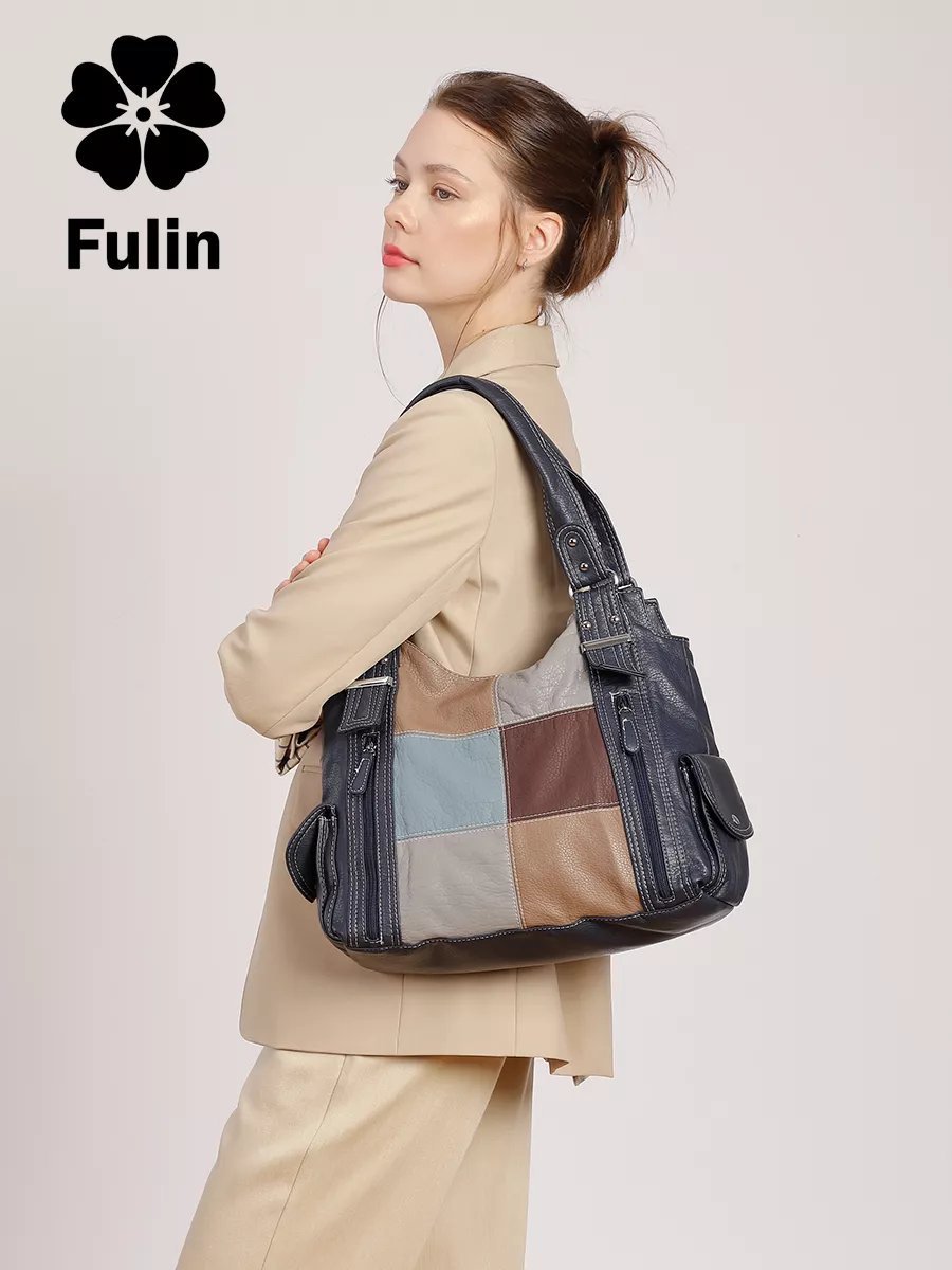 Сумка багет FULIN экокожа синий купить,NaN