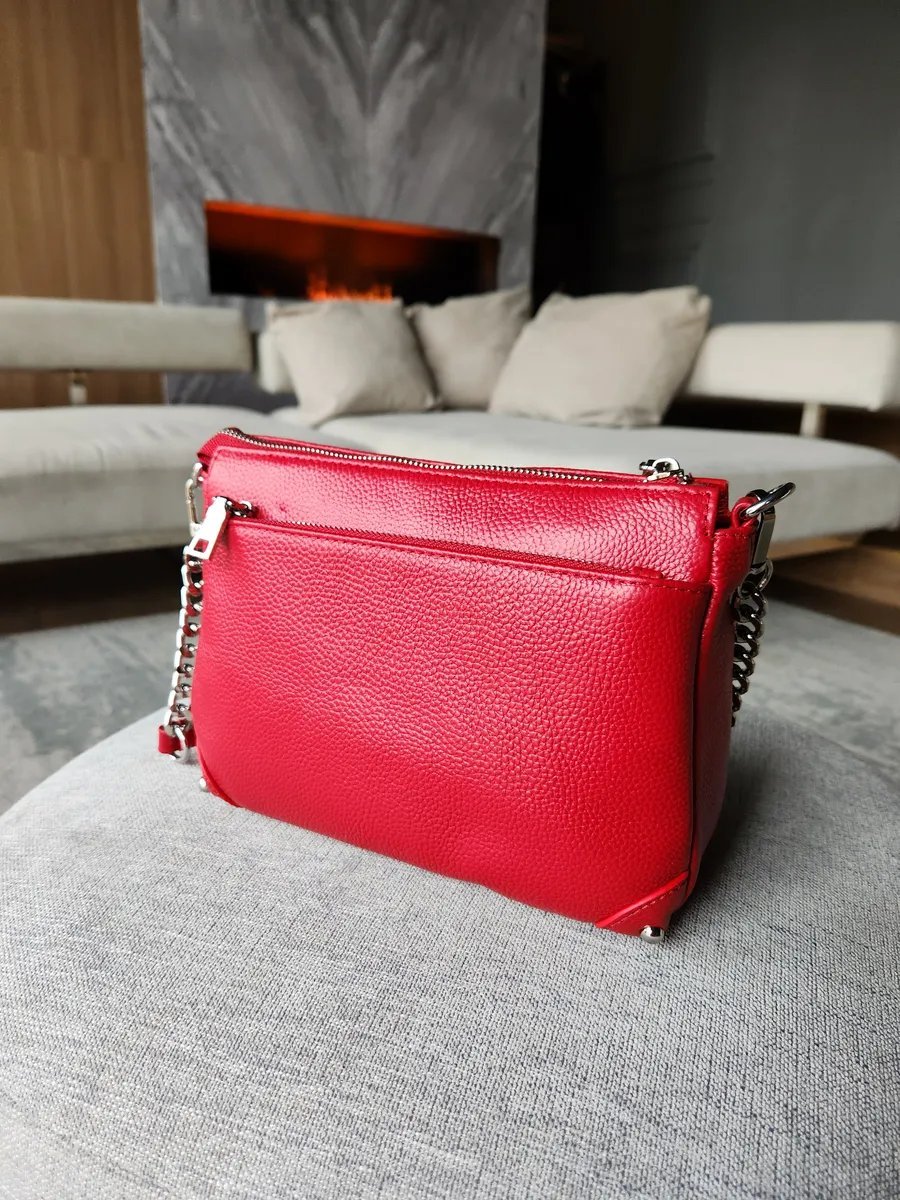 Сумка кросс-боди FEELBAGS натуральная кожа красный купить,NaN