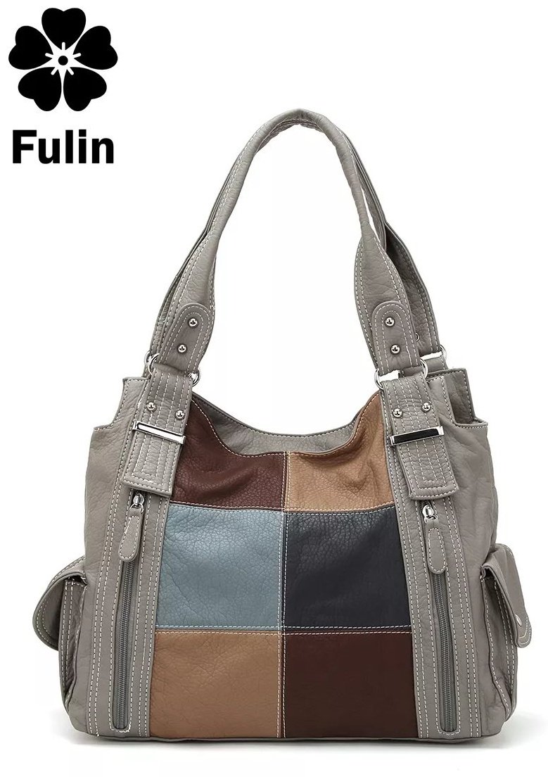 Сумка багет FULIN экокожа серый купить,NaN