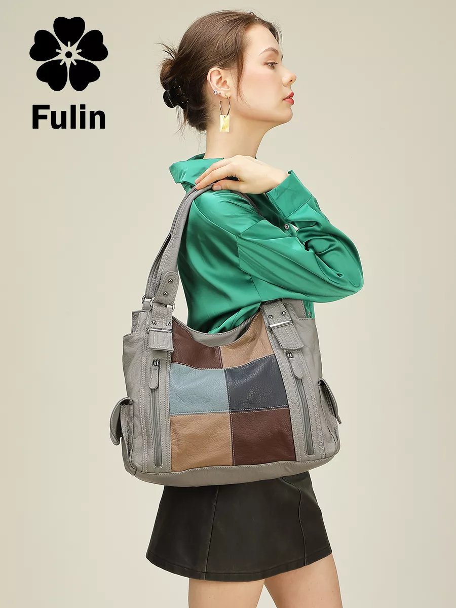 Сумка багет FULIN экокожа серый купить,NaN