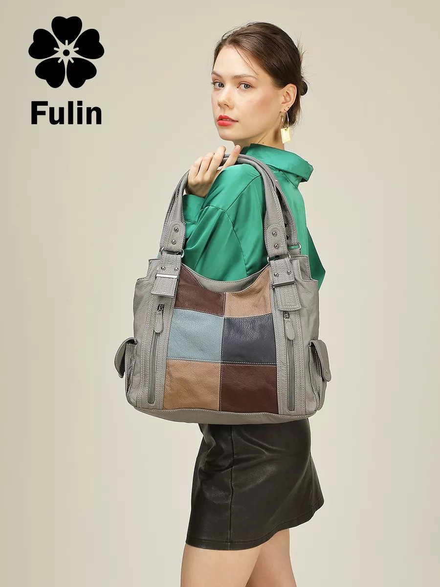Сумка багет FULIN экокожа серый купить,NaN