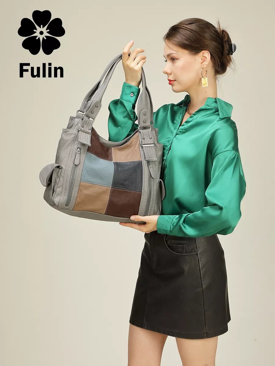 Сумка багет FULIN экокожа серый купить,NaN