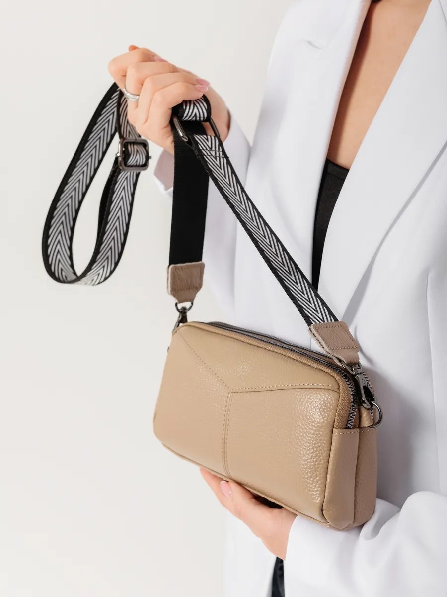 Сумка кросс-боди TUA accessories натуральная кожа бежевый купить,NaN