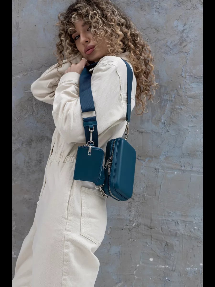 Сумка кросс-боди Rare accessories натуральная кожа синий купить,NaN