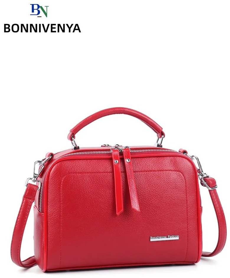 Сумка кросс-боди BONNIVENYA экокожа красный купить,NaN