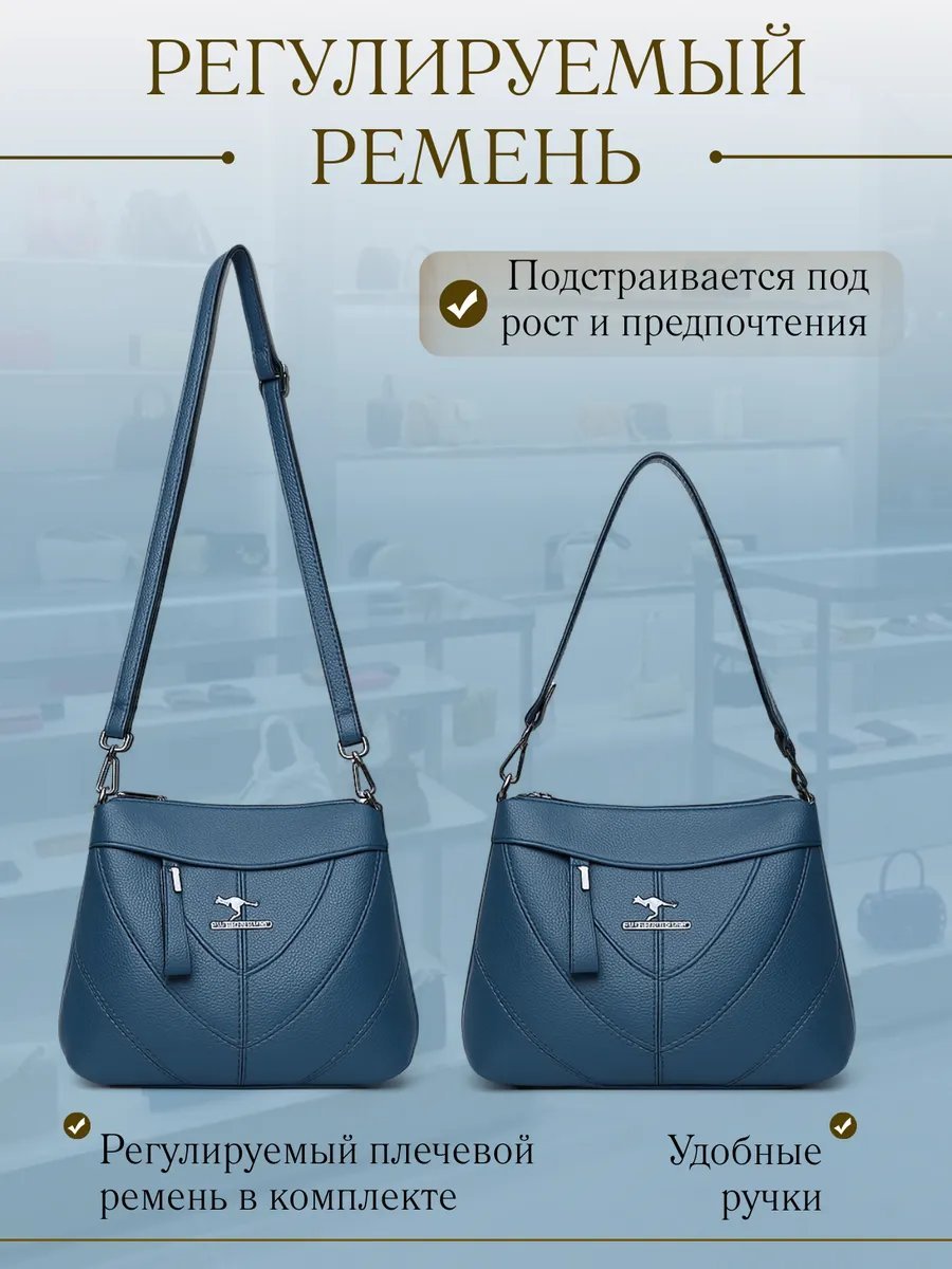 Сумка кросс-боди LuxeKiss экокожа синий купить,NaN