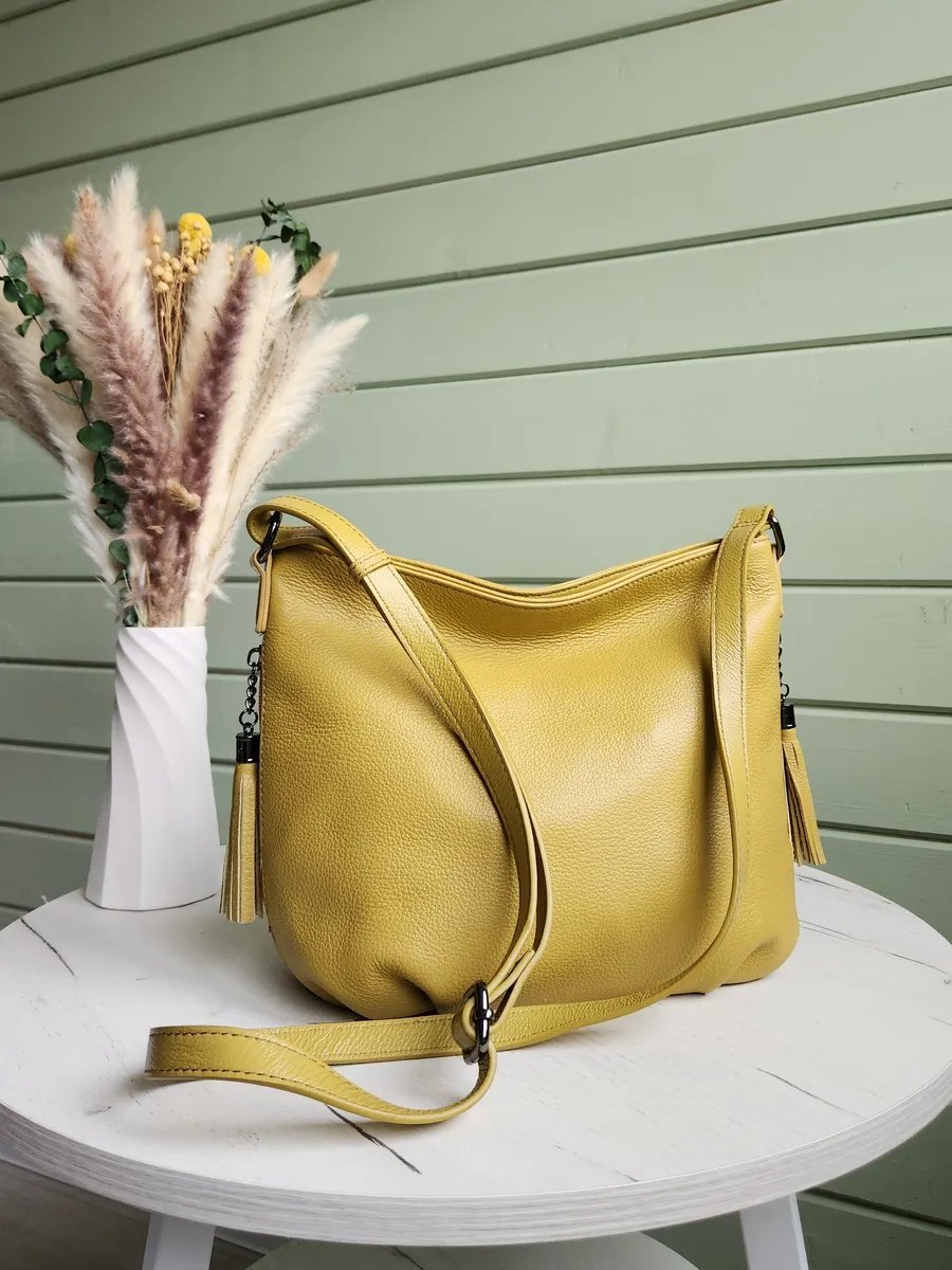 Сумка кросс-боди FEELBAGS натуральная кожа желтый купить,NaN