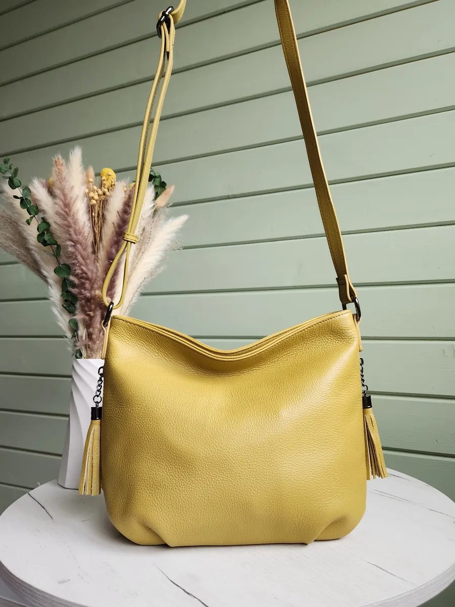 Сумка кросс-боди FEELBAGS натуральная кожа желтый купить,NaN