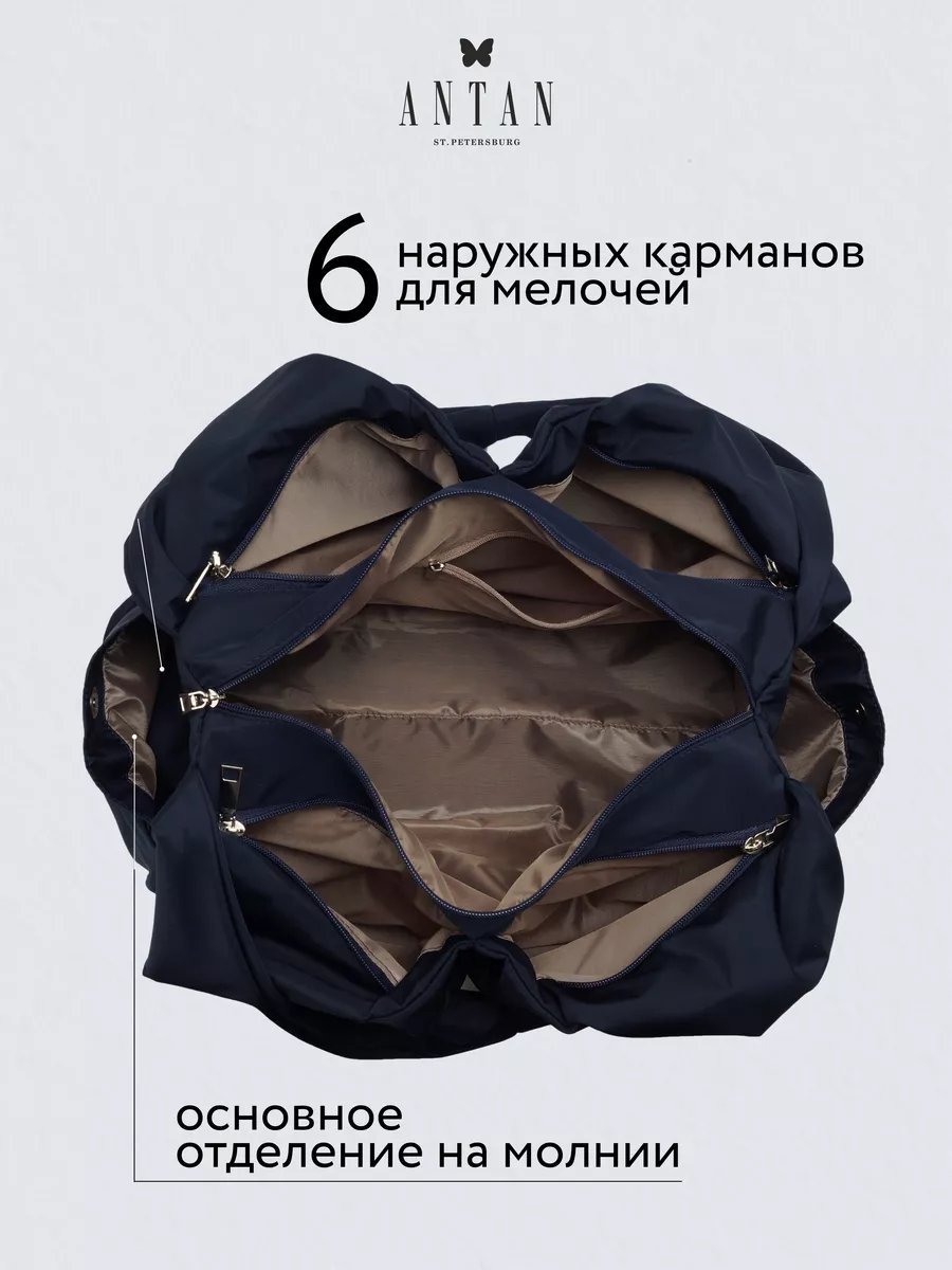 Сумка хобо ANTAN полиэстер синий купить,NaN