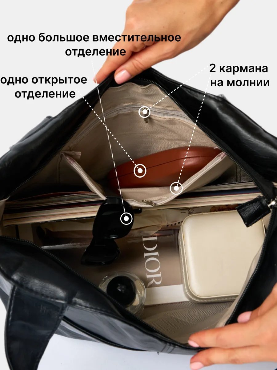 Сумка шоппер PlusAlm экокожа черный купить,NaN