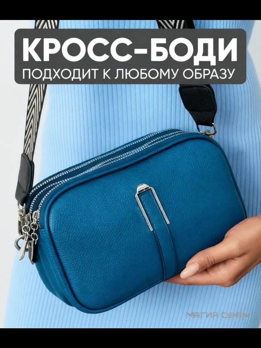 Сумка кросс-боди Магия Сумок экокожа голубой купить,NaN
