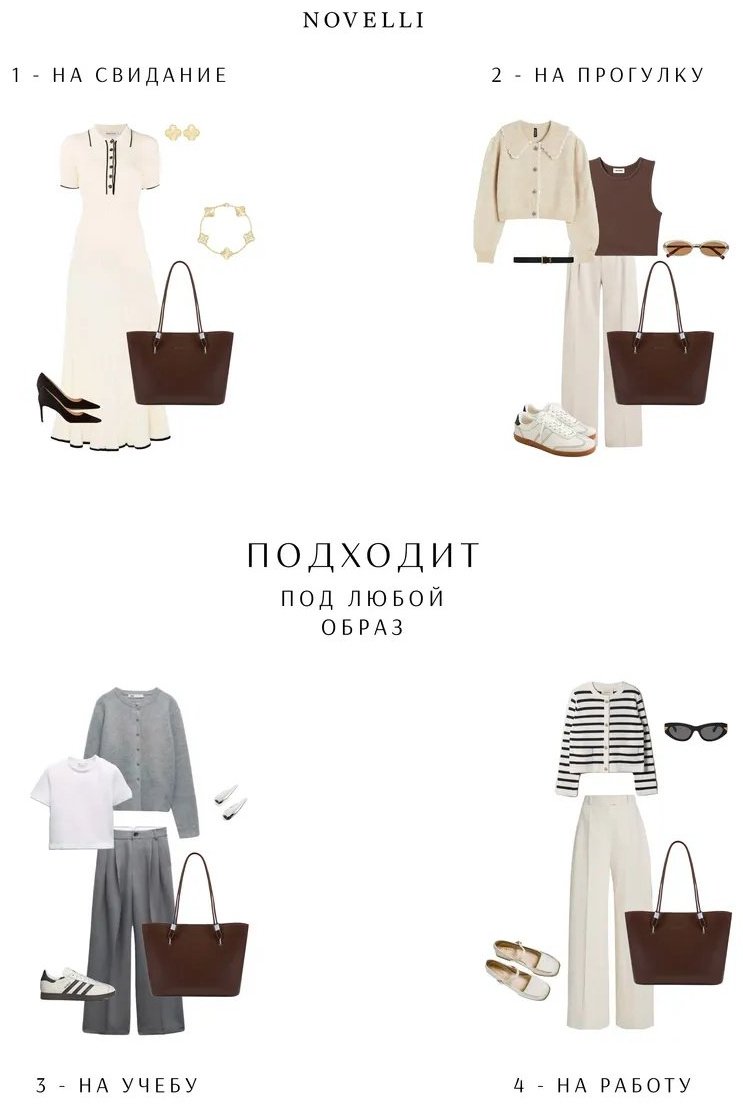 Сумка шоппер Novelli экокожа коричневый купить,NaN